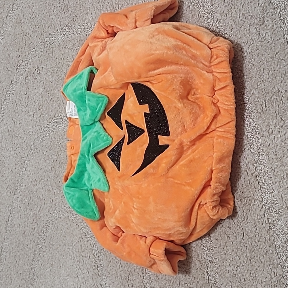 Kids Pumpkin Halloween Costume - Orange with Green Collar